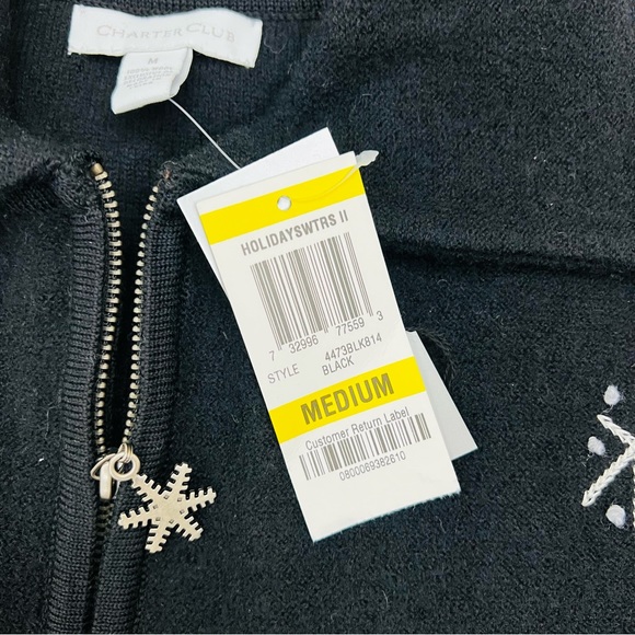 NWT Charter Club Christmas Snowman Full Zip Wool Cardigan Jacket Size M - Picture 10 of 16